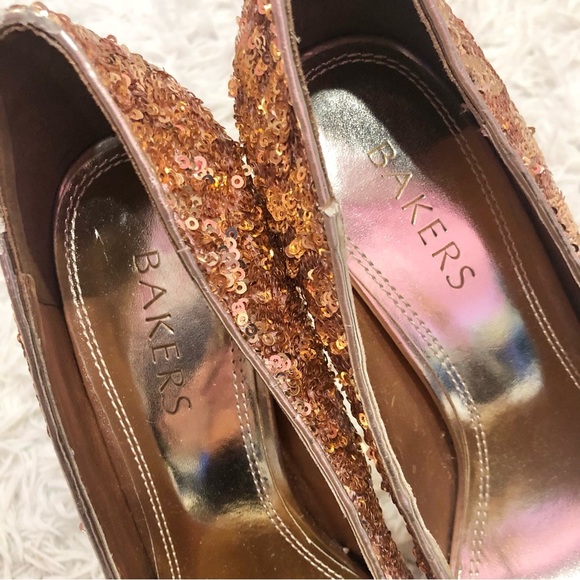 Bakers Sequin Melina Platform Stiletto Pump Heels Bronze Size 9 - Picture 3 of 10
